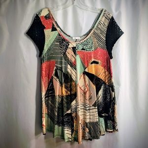 Anthropologie | Weston Abstract Cap Sleeve Boho T